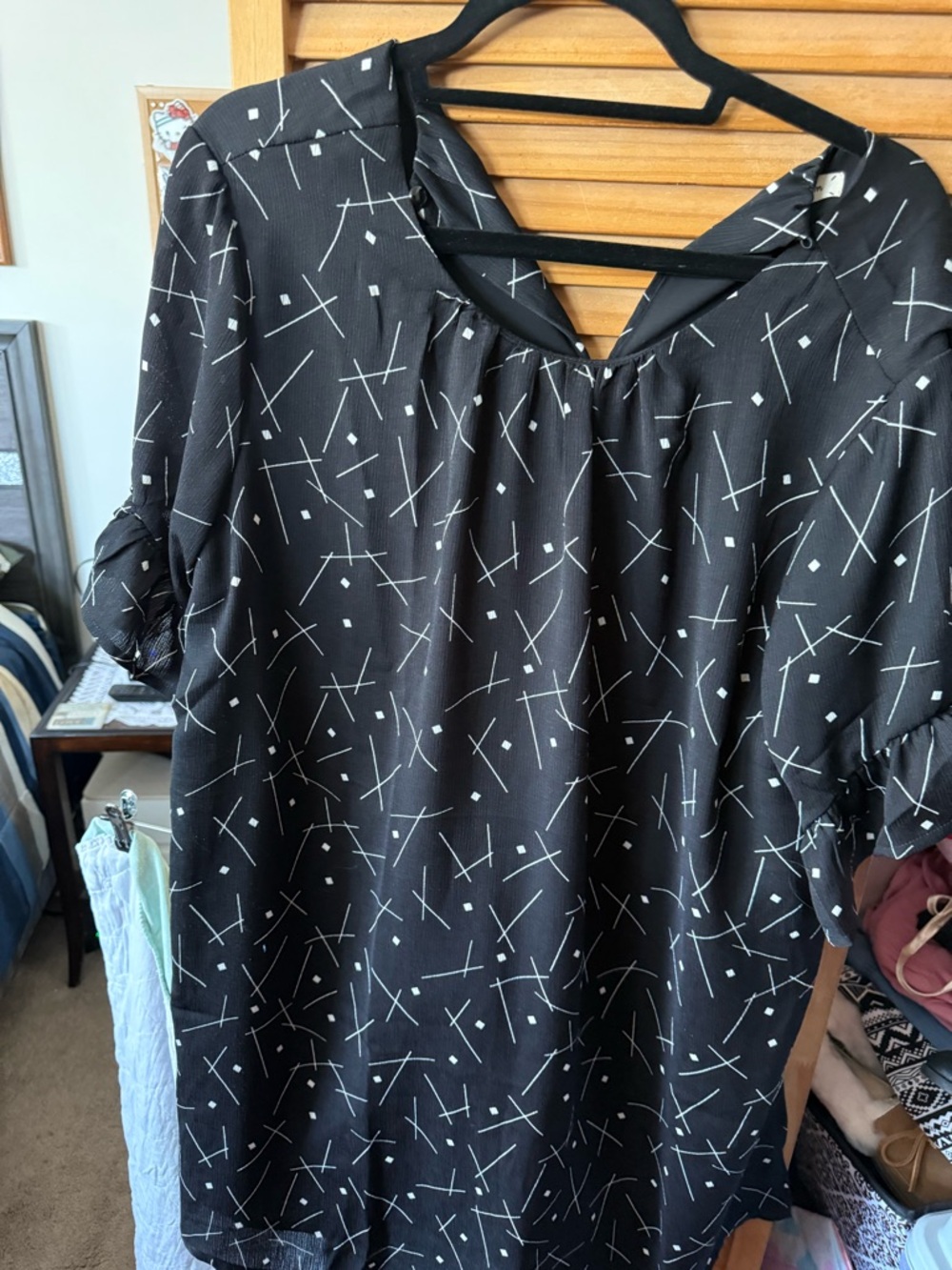 Black Geometric Print dress with shorts underneath